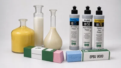 Pâtes abrasives liquides et solides pour le polissage et la finition des surfaces.